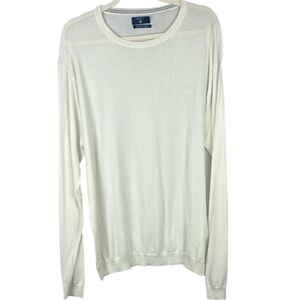 Gant White Cream Cotton Silk Wool Blend Crewneck Sweater Size XL